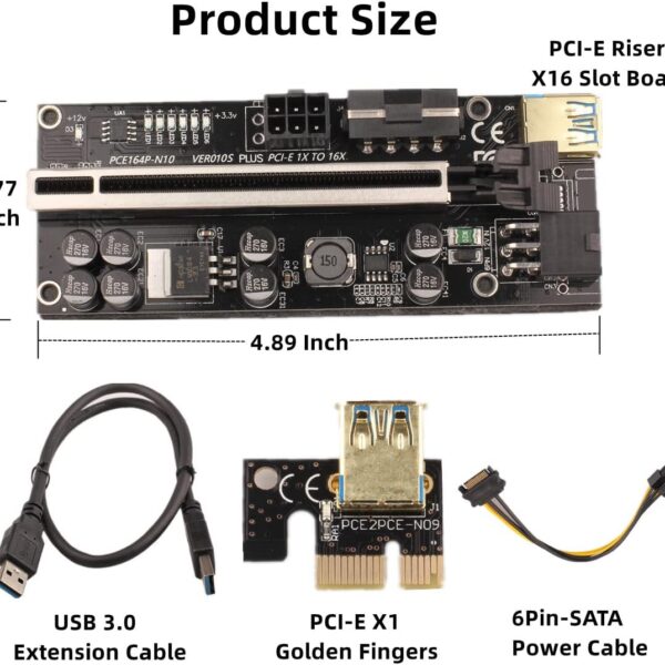 Lot de 6 – Riser PCI-E VER010S-PLUS 1x vers 16x avec câble USB 3.0